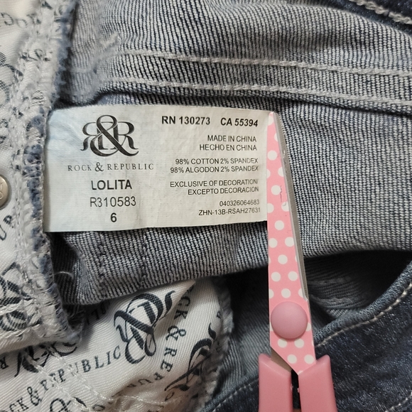 Rock & Republic Lolita Freedom Rock Stars Stripes Denim Jean Shorts Size 6 - Picture 13 of 14